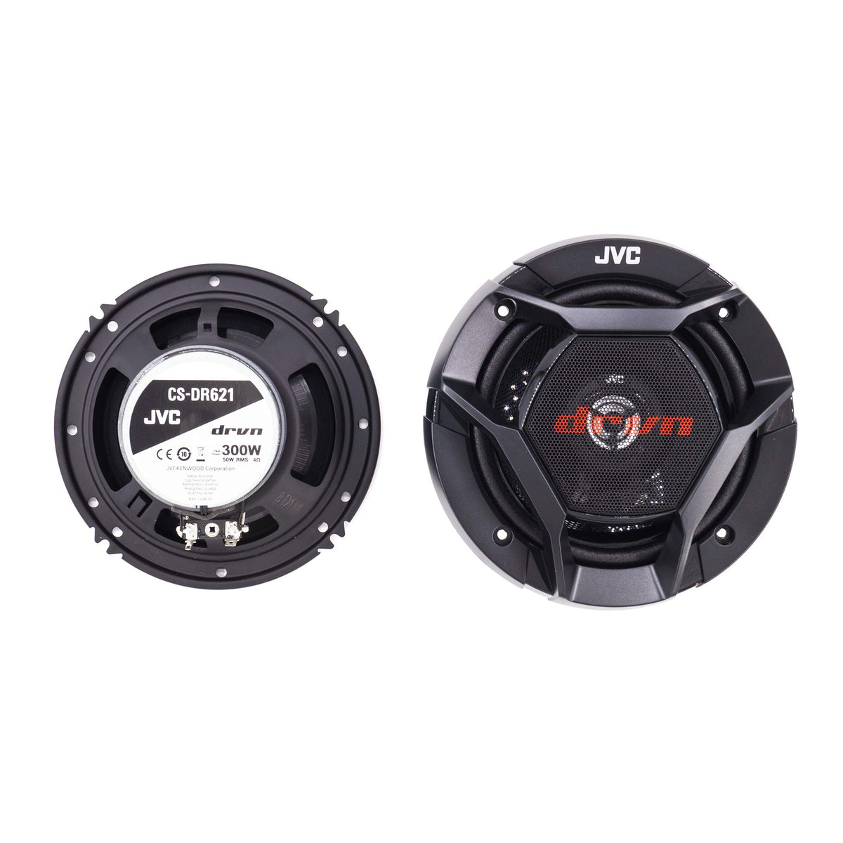JVC CS-DR621 woofer close-up highlighting carbon mica cone durability