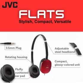 JVC Flats On-Ear headphones with 30mm drivers for clear on-the-go sound