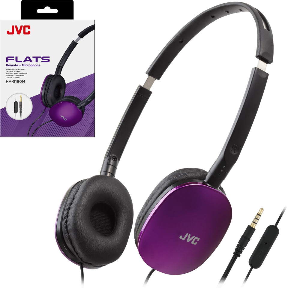 JVC Flats on-Ear headphones with foldable design for easy travel and storage.