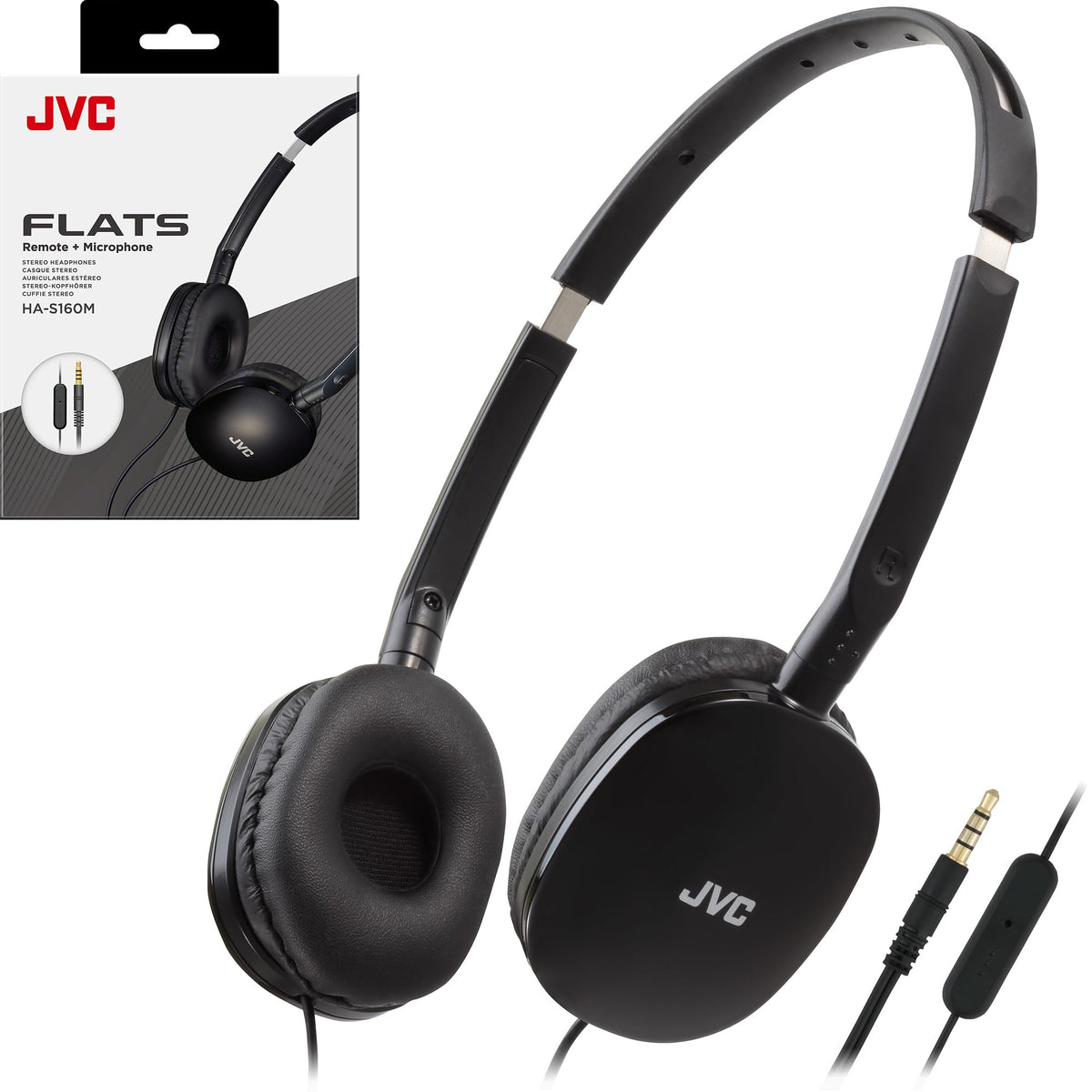 JVC flats on-ear headphones with foldable design for easy travel