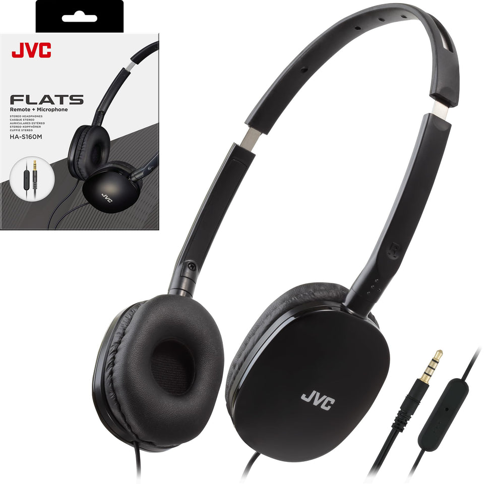JVC flats on-ear headphones with foldable design for easy travel