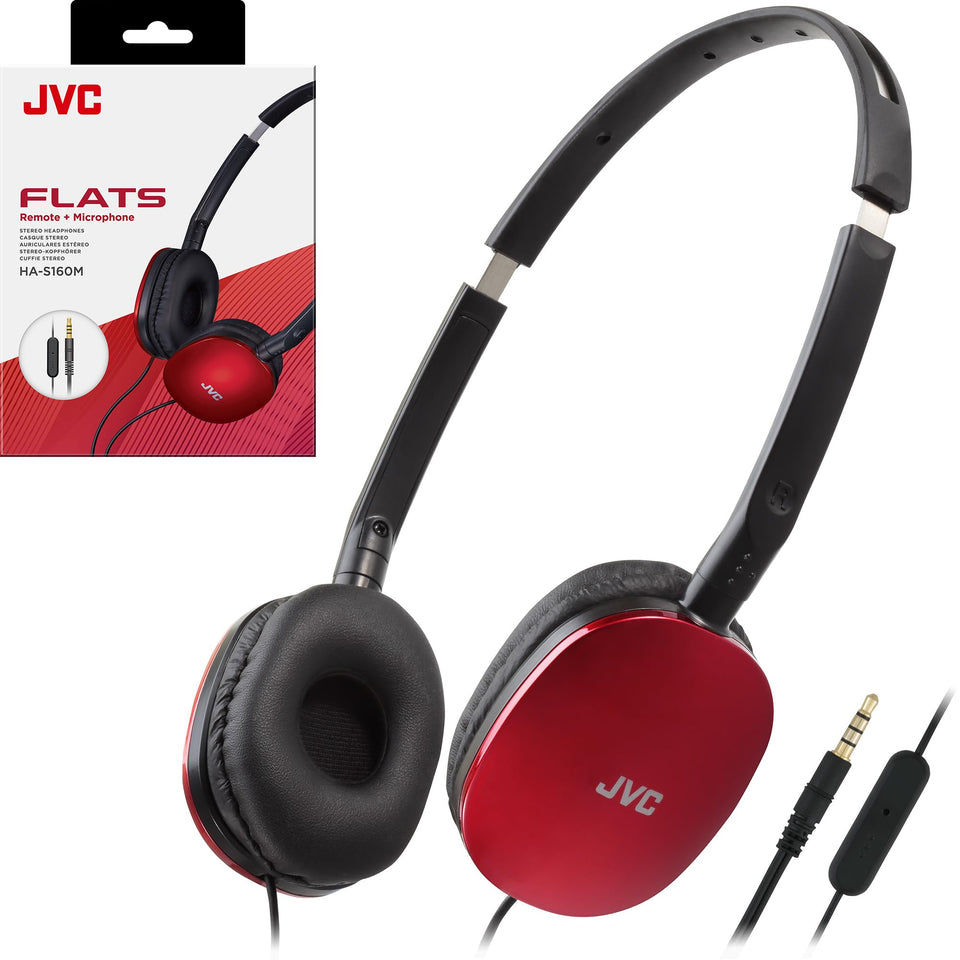 JVC Flats on-ear headphones folded flat for easy travel and portability.