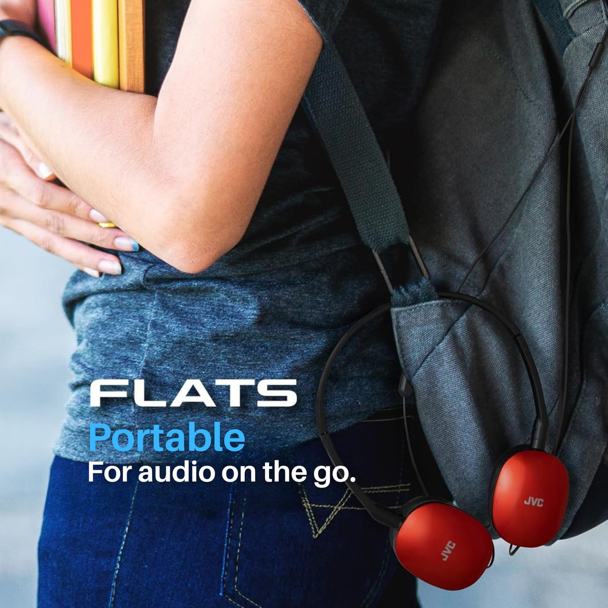 JVC Flats On-Ear headphones with 3.5 mm plug for PC, laptop, and gaming devices