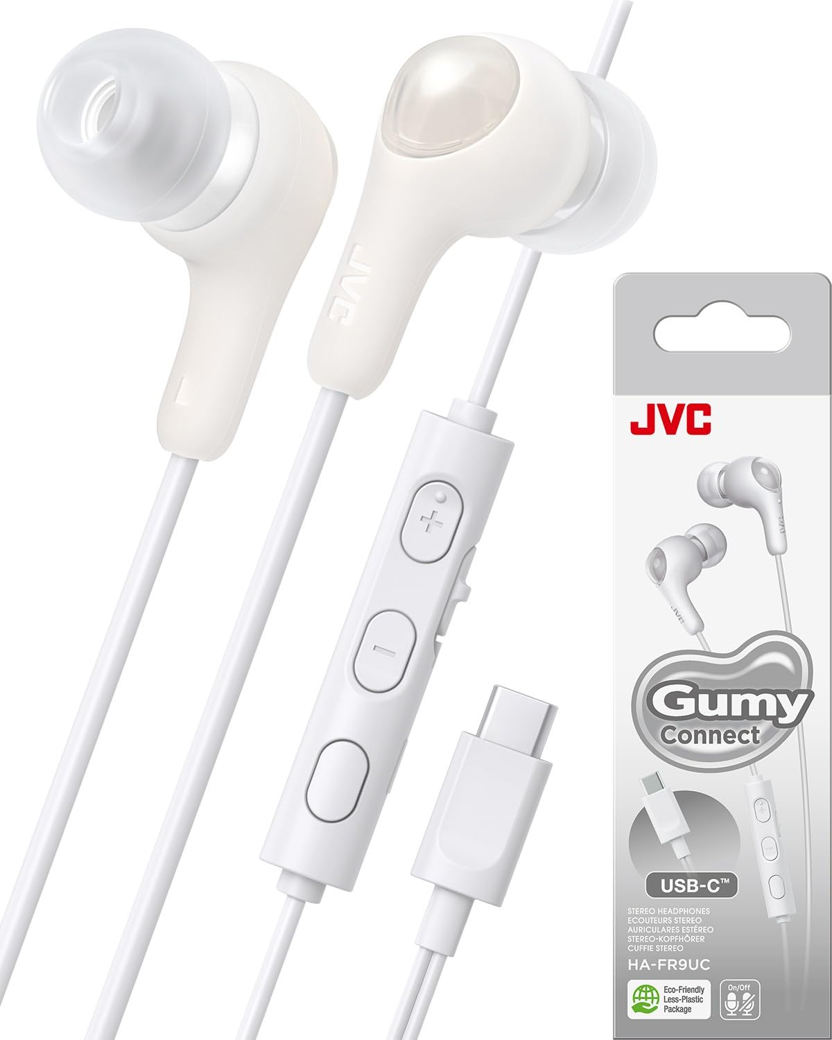 JVC Gumy Connect front view in white for daily comfortable listening