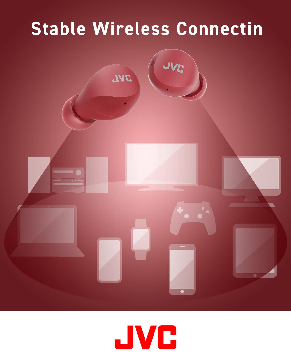 JVC Gumy Mini delivers up to 23 hours total playback with the included charging case.