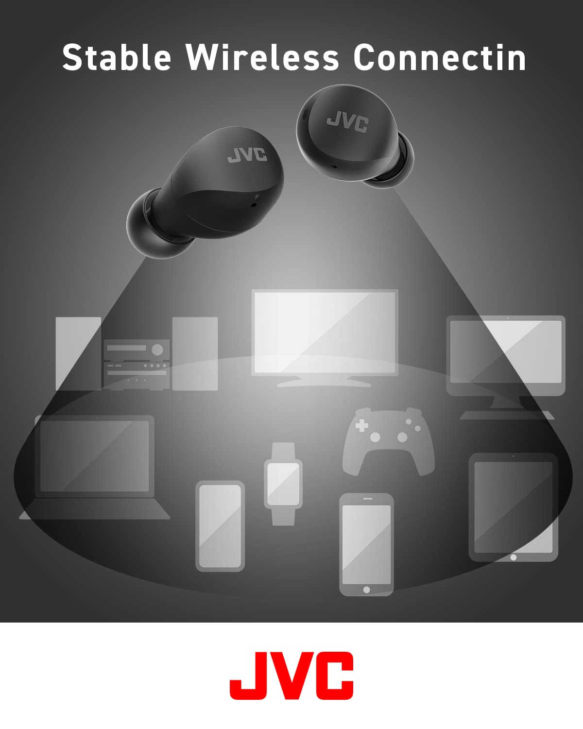 Close-up of JVC Gumy Mini neodymium magnet driver for crisp sound