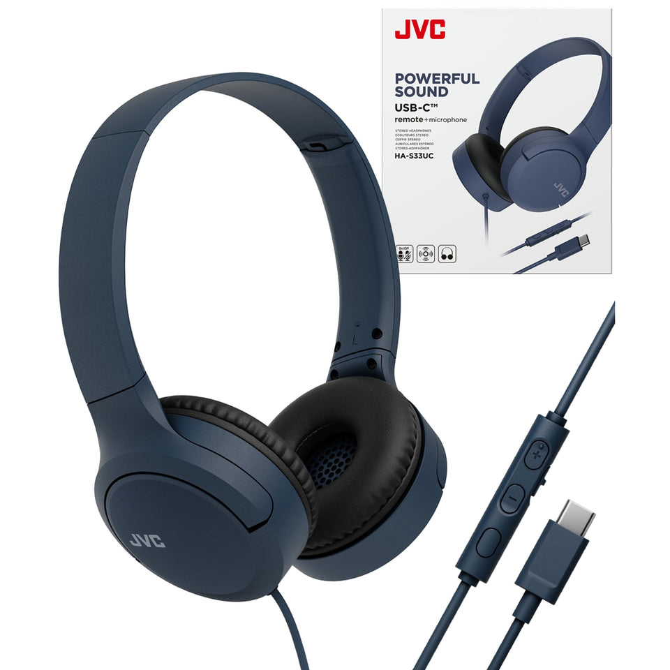 JVC front view showing on-ear design and clean profile for comfortable wear