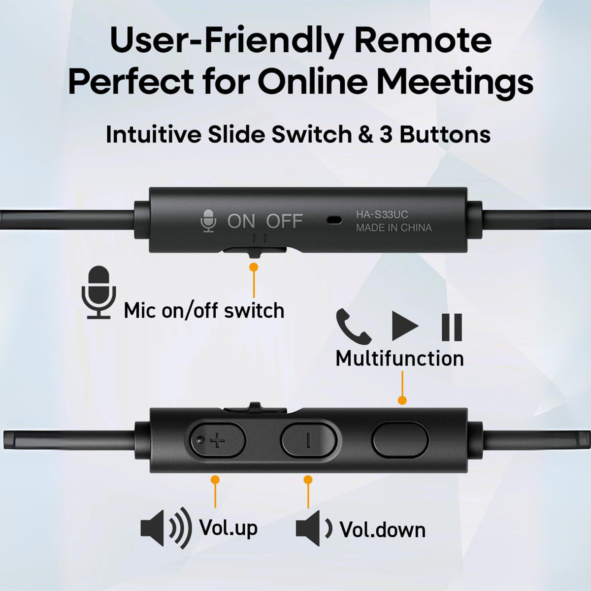 JVC HA-S33UC headphones with mic enable easy calls.