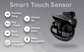 JVC HAB6TB earbuds with touch controls for easy playback and volume.