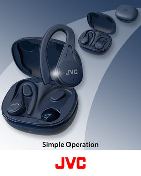 JVC HAEC25TB lifestyle running outdoors showing water-resistant protection