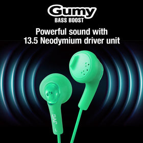 JVC HAF160P Gumy Ear Buds Pink, coiled cord, tangle-free everyday portability.
