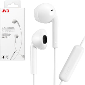 JVC HAF17MW front view showing earbuds and clean white finish for comfortable listening