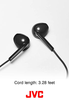 Person wearing JVC earbuds on a commute illustrating convenient call and music control