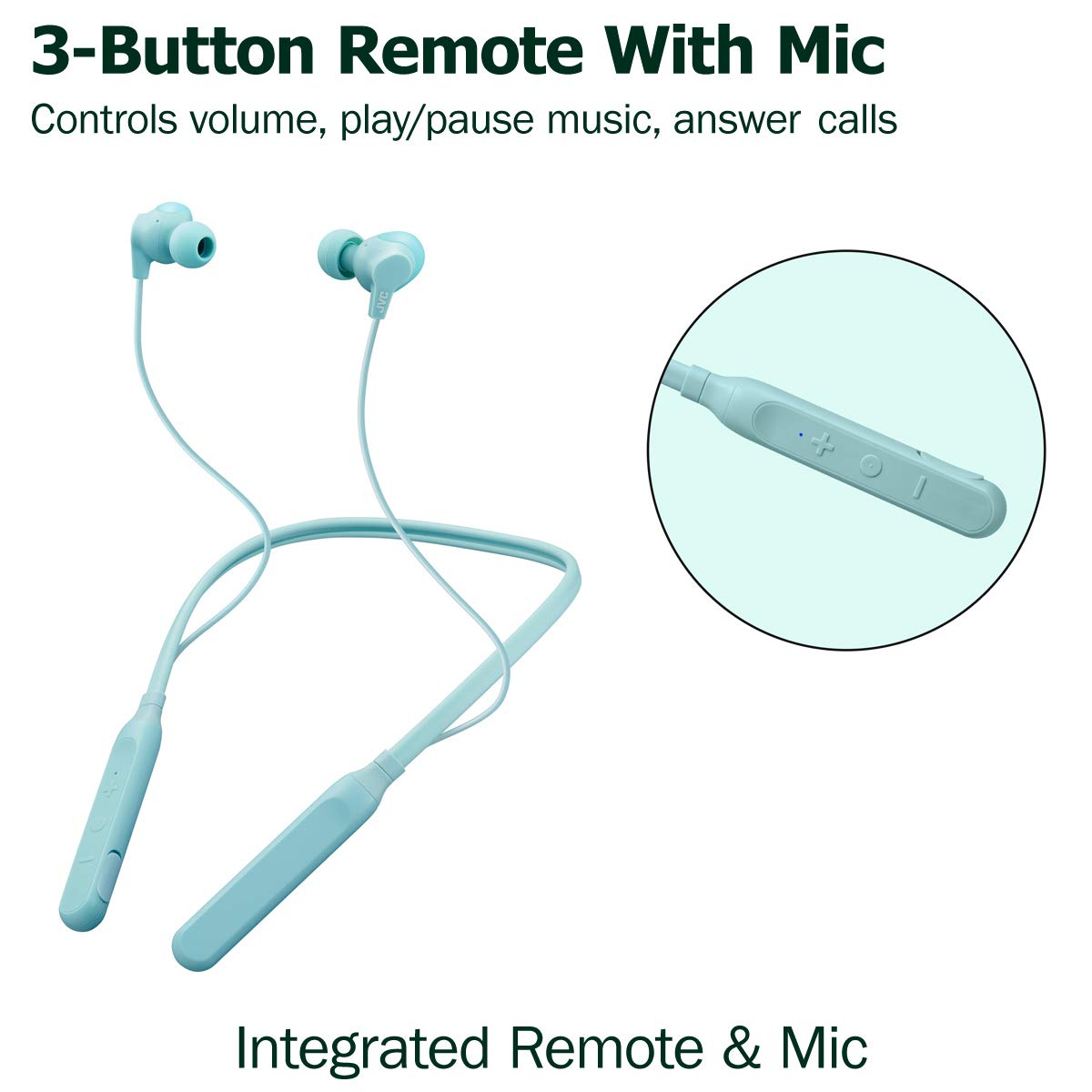 JVC HAFX41WB three-button remote and mic for hands-free control