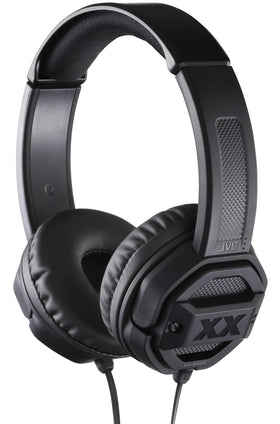 JVC HAS50X on-ear headphones viewed from the side, highlighting lightweight comfort for long listening sessions.
