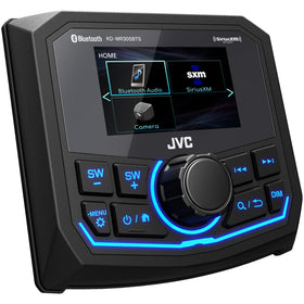 JVC KD-MR305BTS marine gauge receiver AM/FM weather tuner keeps you informed at sea.