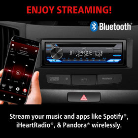 JVC KD-SR87BT streaming control for Pandora and Spotify from Android devices.