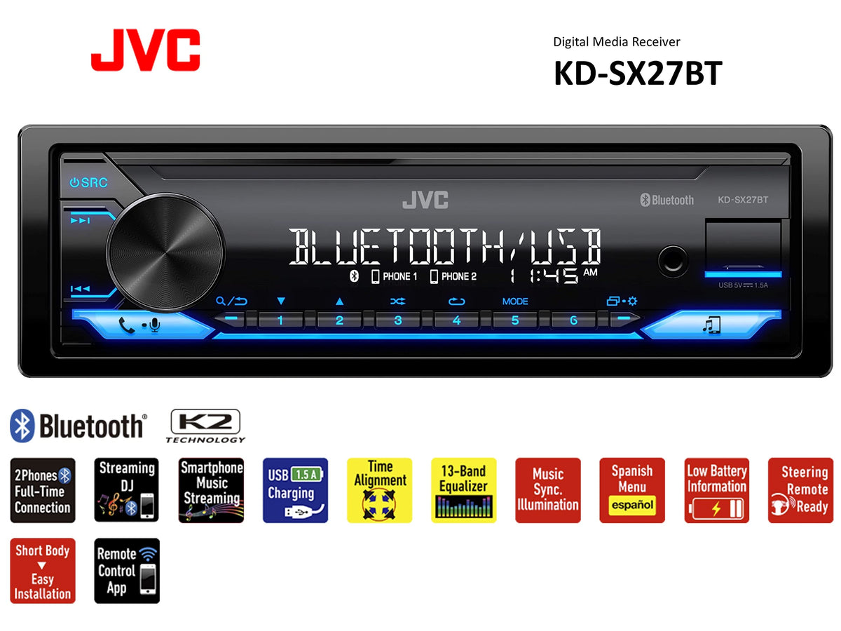 JVC KD-SX27BT 100W amplifier for powerful car audio