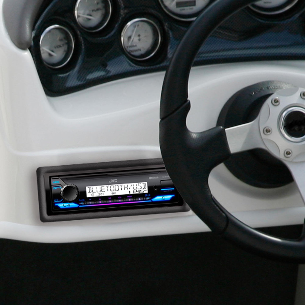 Front USB and AUX ports on JVC KD-SX38MBT, convenient wired playback and charging
