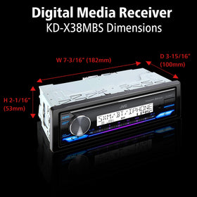 JVC KD-X38MBS SiriusXM ready badge indicating satellite radio access