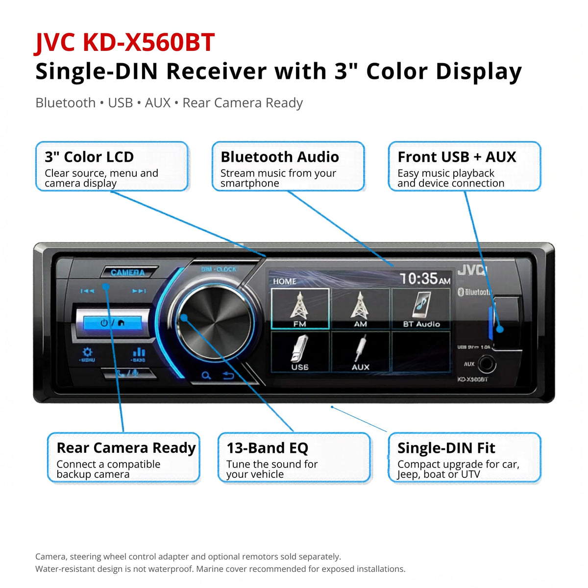 KD-X560BT dashboard mount showing seamless installation