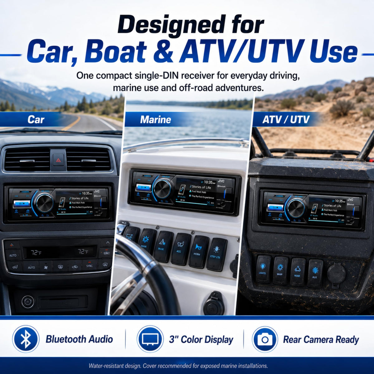KD-X560BT rear camera input ready for boat or vehicle use
