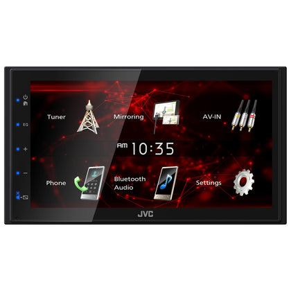 JVC KW-M180BT front panel display enables easy navigation on the road.