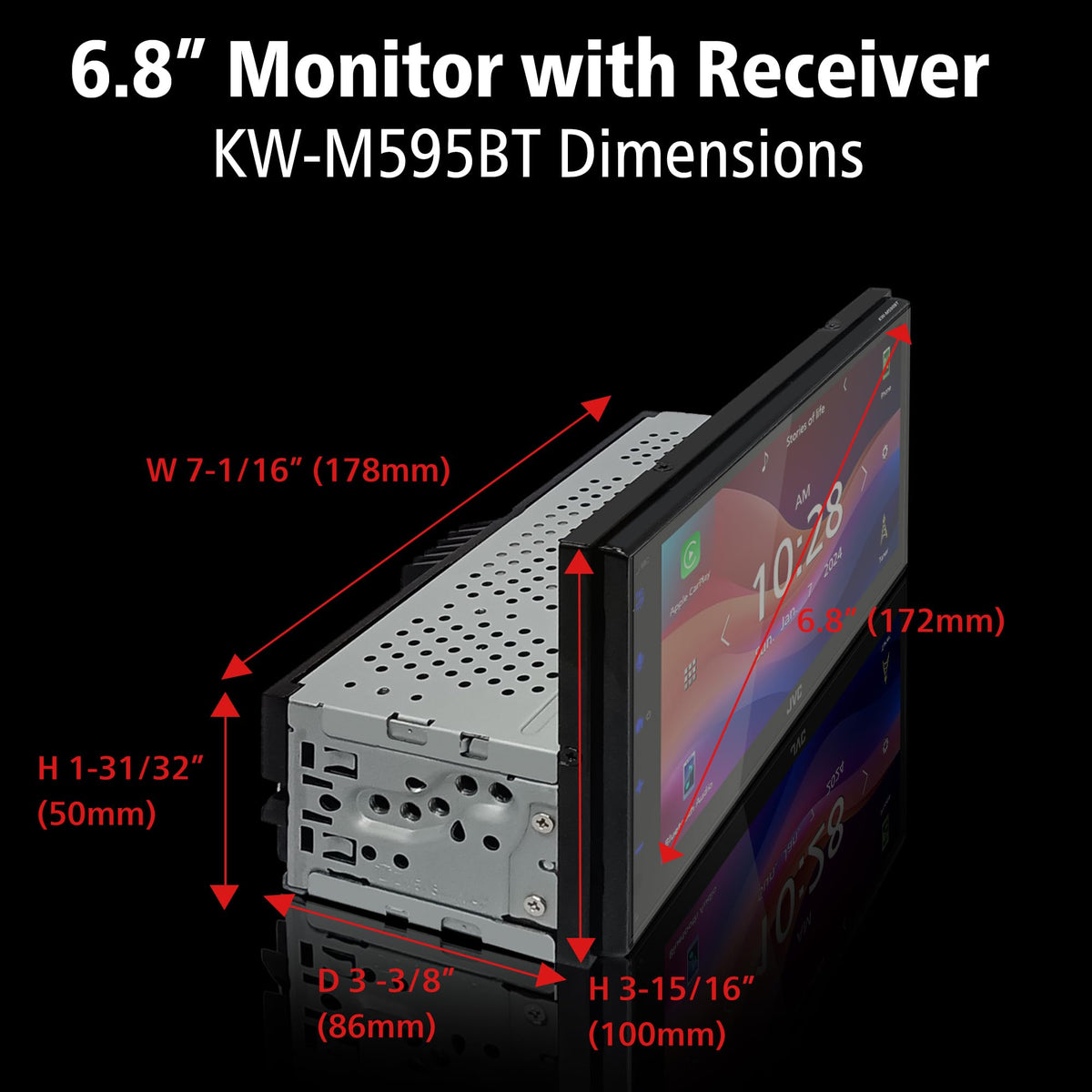 JVC KW-M595BT Apple CarPlay interface enables easy maps and hands-free calls.