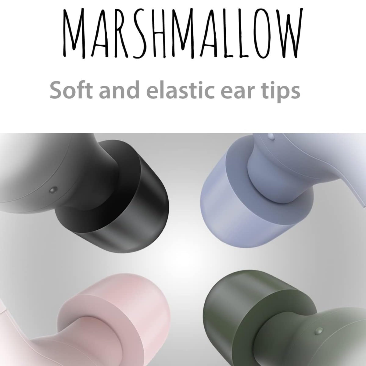 JVC Marshmallow close-up of memory-foam tip demonstrating pressure-free comfort