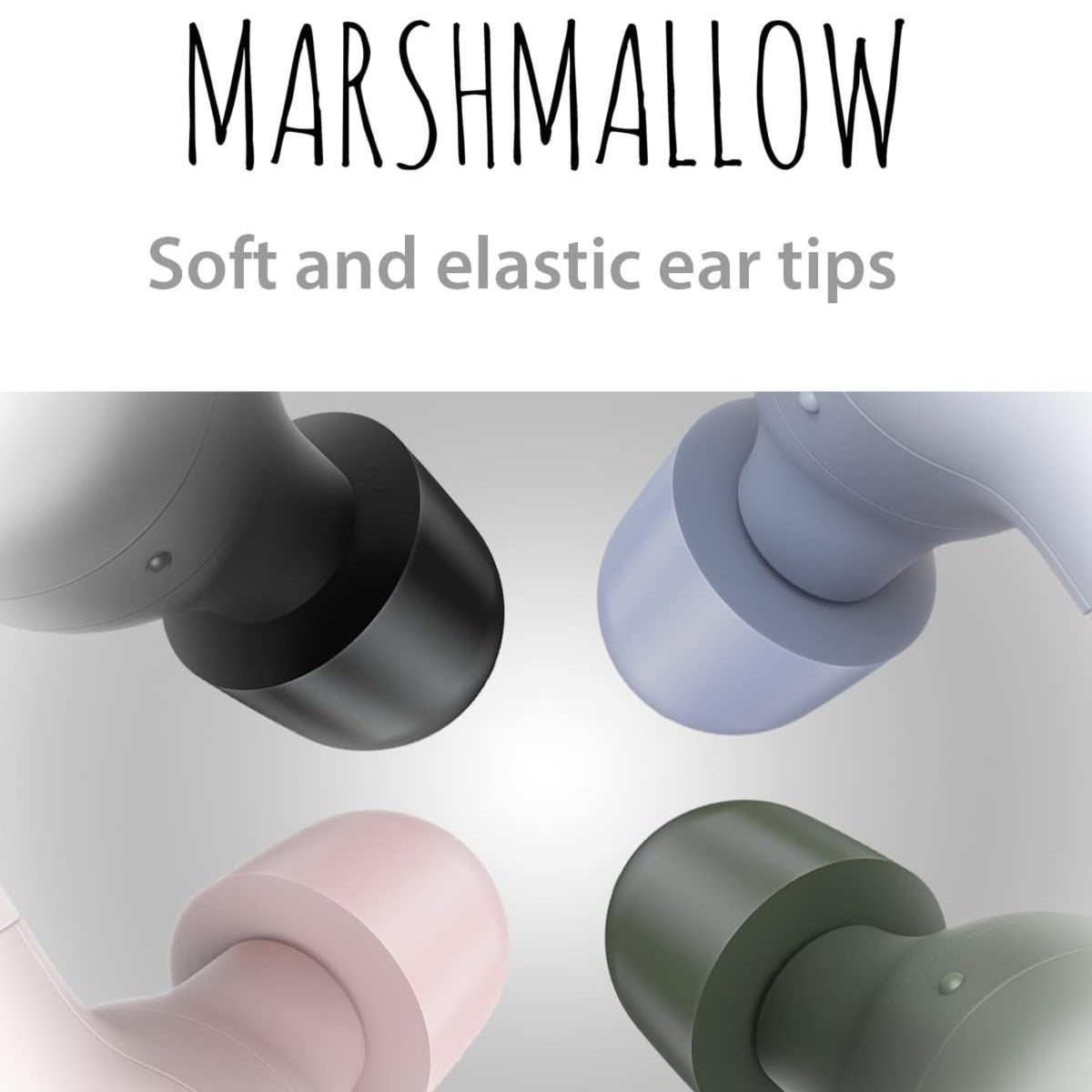 JVC Marshmallow close-up of memory-foam tip demonstrating pressure-free comfort