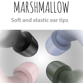 JVC Marshmallow close-up of memory-foam tip demonstrating pressure-free comfort