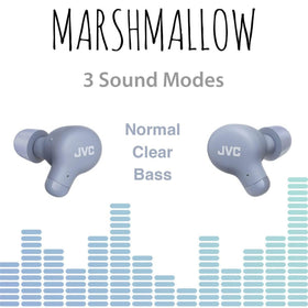JVC Marshmallow with water droplets highlighting IPX4 splash resistance