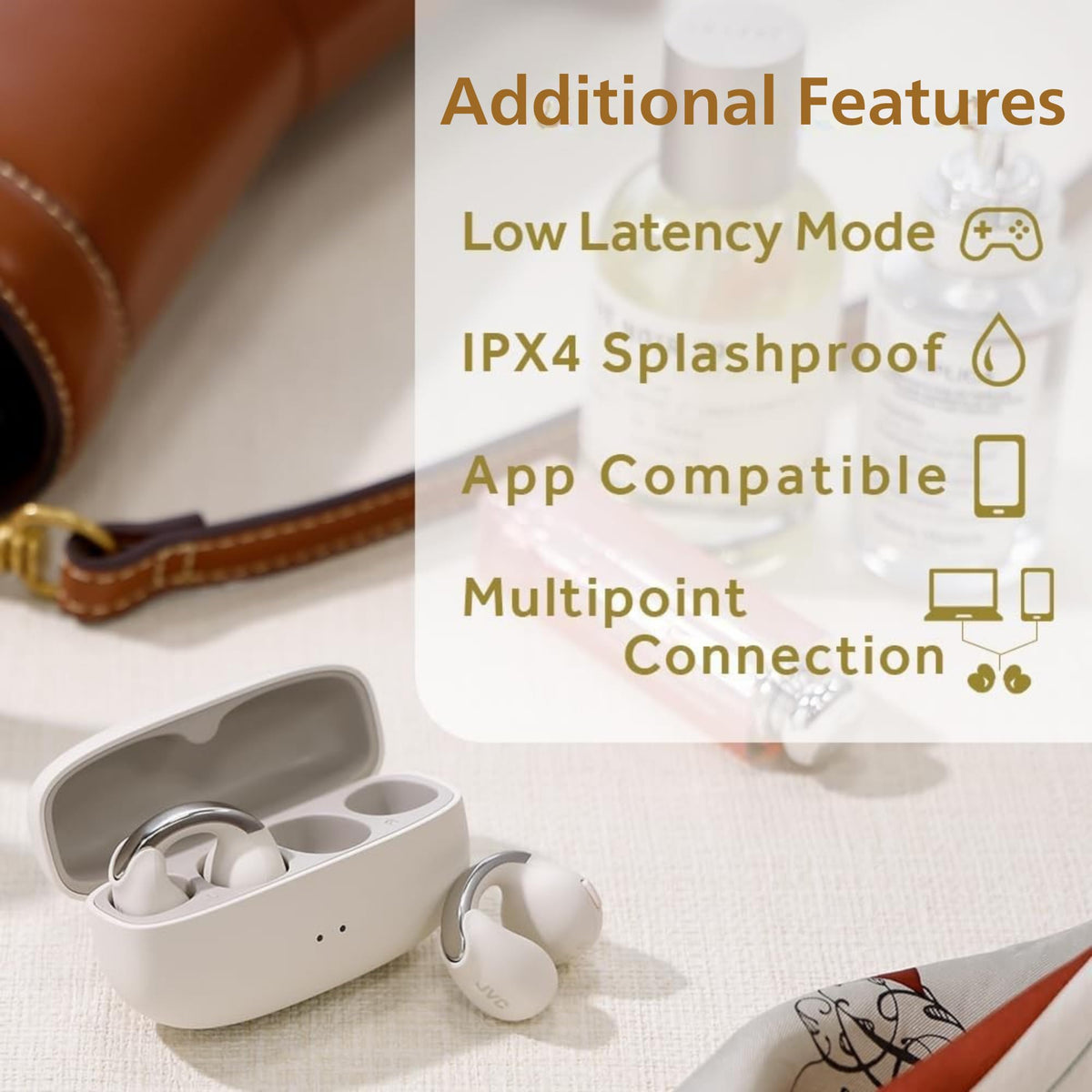 JVC Nearphones IPX4 rating withstands sweat and splashes.