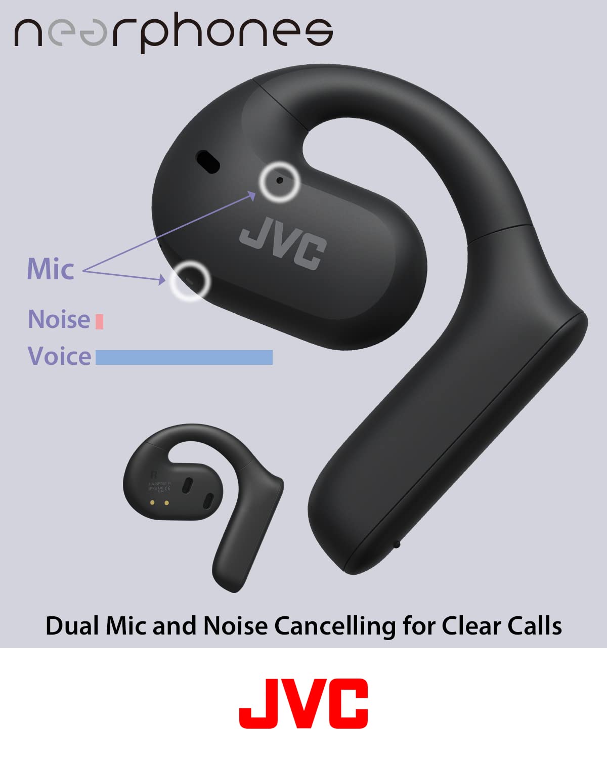 Single-ear use keeps you aware with JVC Nearphones.