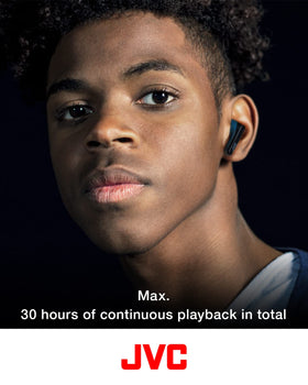 JVC RIPTIDZ earbud in ear demonstrating secure fit and comfortable seal