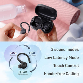 JVC lifestyle image of runner wearing earbuds showing waterproof durability and focus