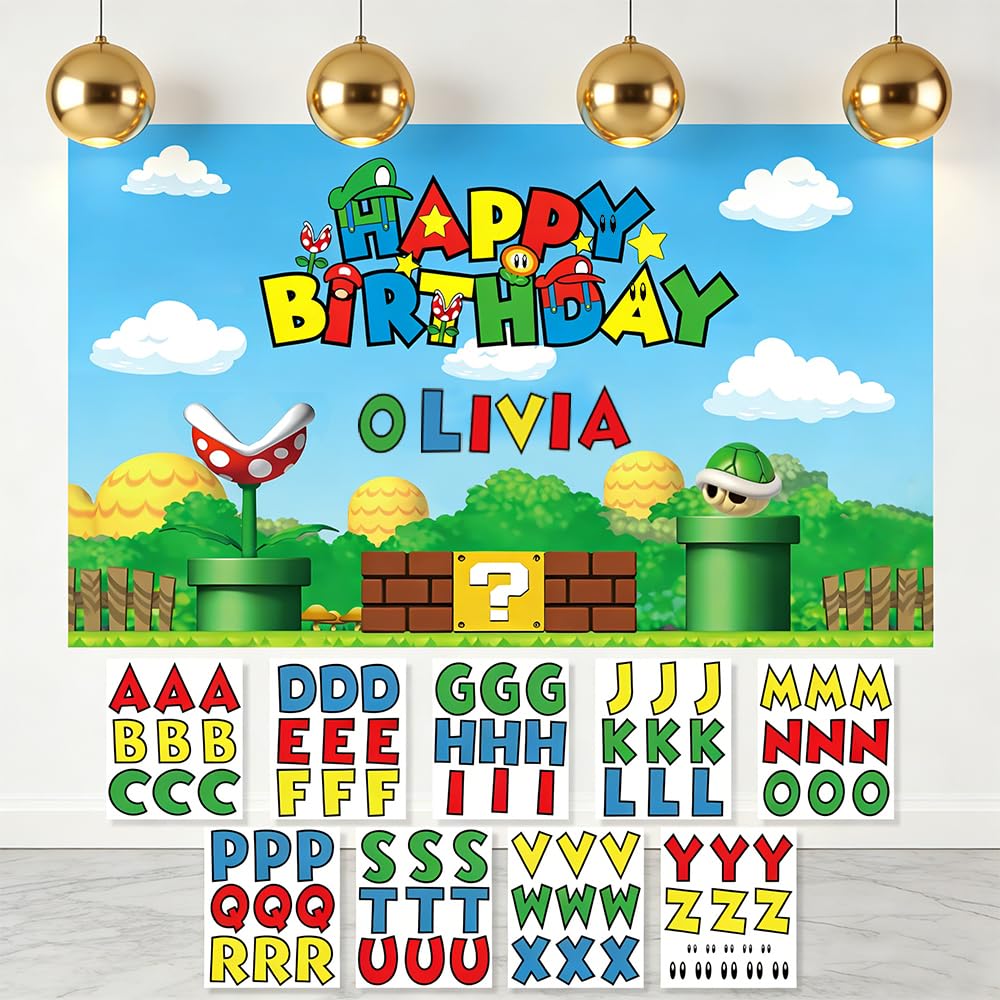 JWEODE front view of full printed birthday backdrop showing clear artwork and festive colors