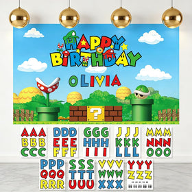 JWEODE front view of full printed birthday backdrop showing clear artwork and festive colors
