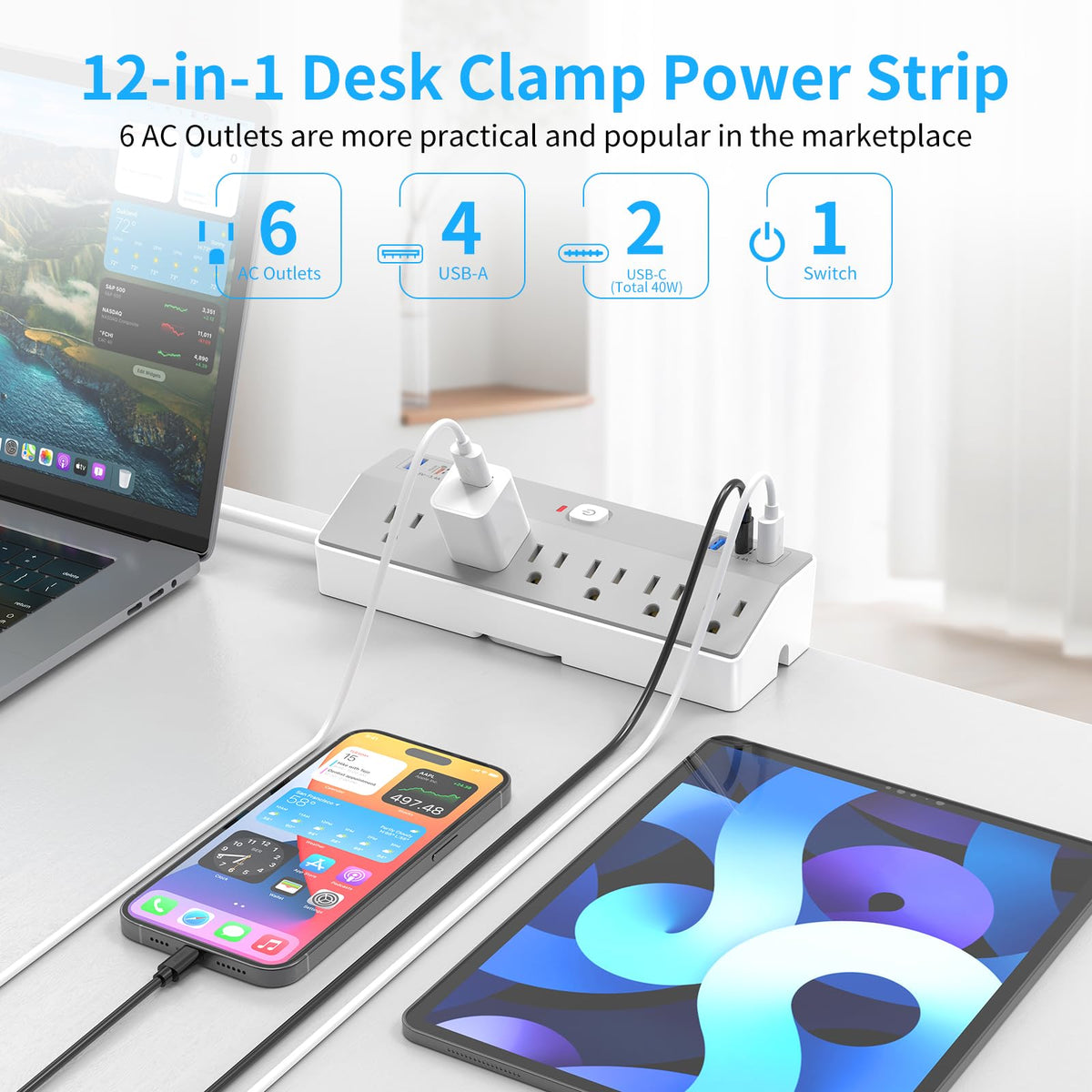 JXGUCAT clamp close-up illustrating secure desk attachment benefit