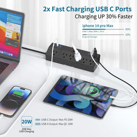 JXGUCAT closeup of USB‑C and USB‑A ports delivering fast convenient charging