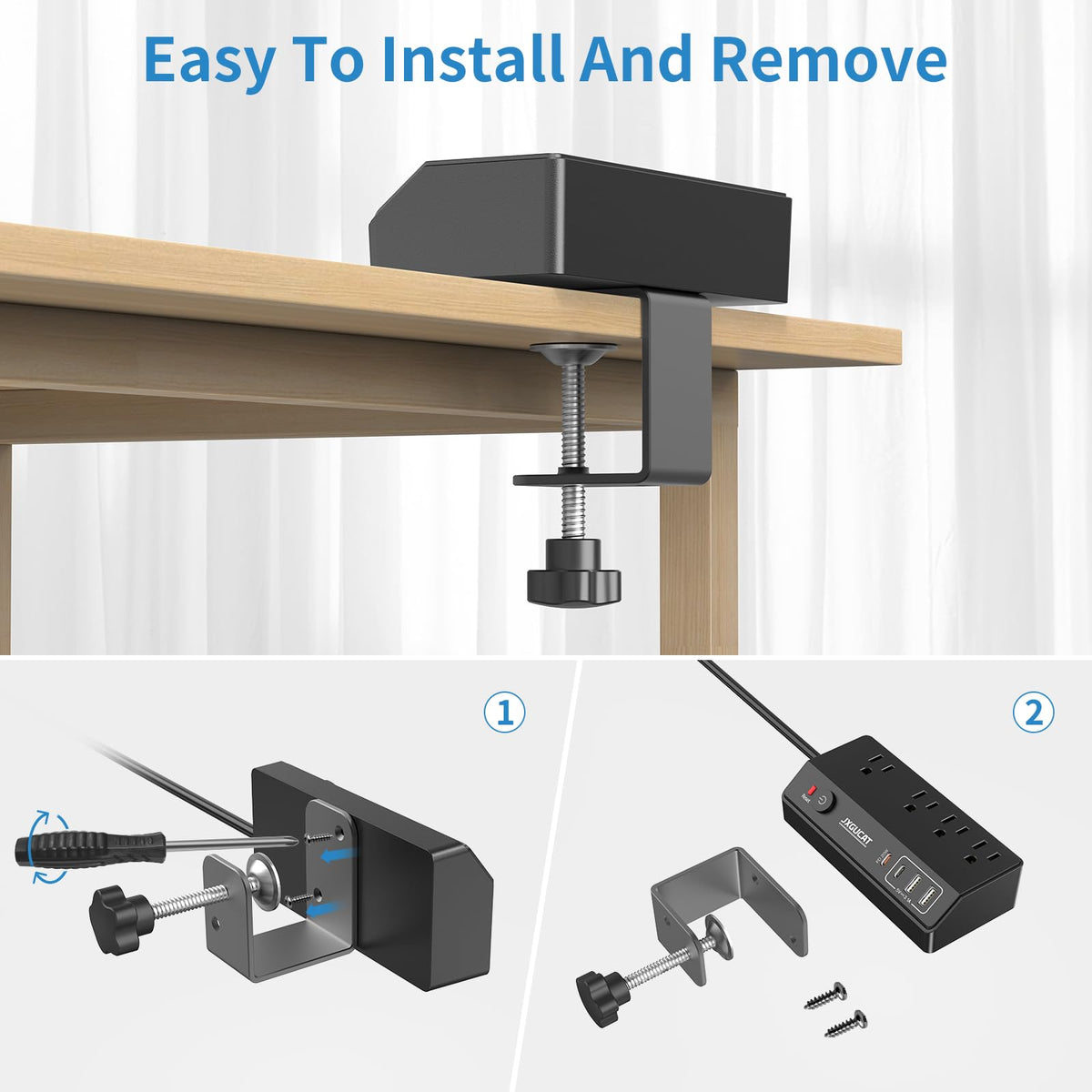 JXGUCAT compact, portable desk power strip suitable for home or travel.