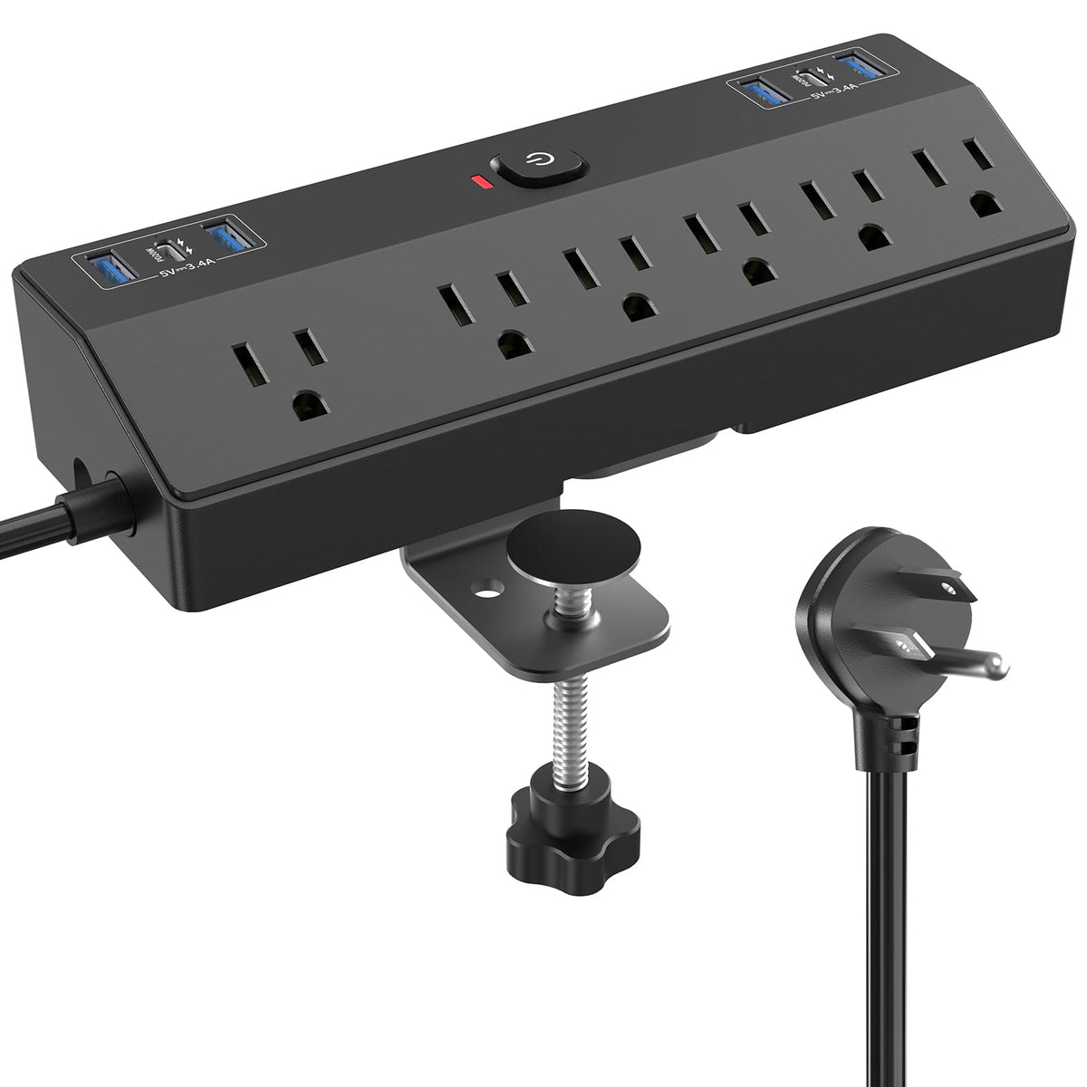JXGUCAT front view clamped to desk showing neat cable control and quick access