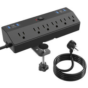 JXGUCAT front view showing outlets and USB ports for organized charging