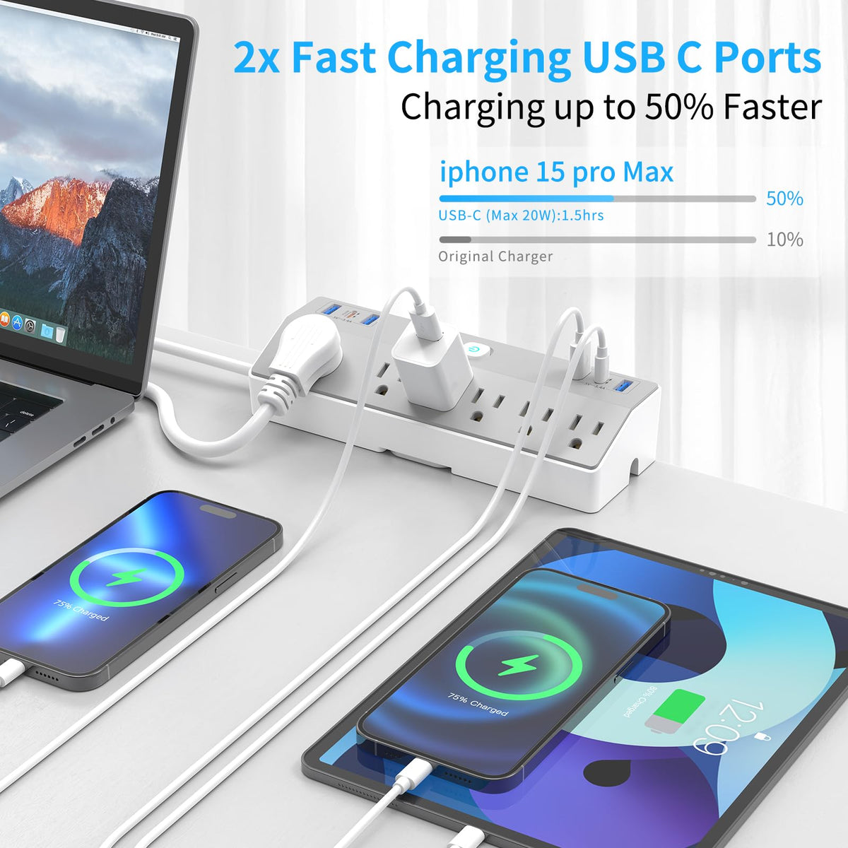 JXGUCAT USB ports detail highlighting PD 20W fast charging advantage
