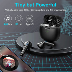 Jxrev earbuds offer up to 32 hours total playtime with case.