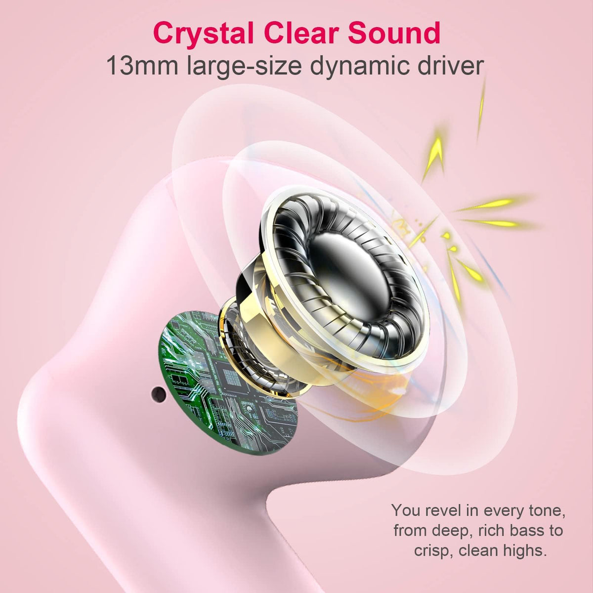 Jxrev wireless earbuds in ear design for secure, comfortable fit during workouts