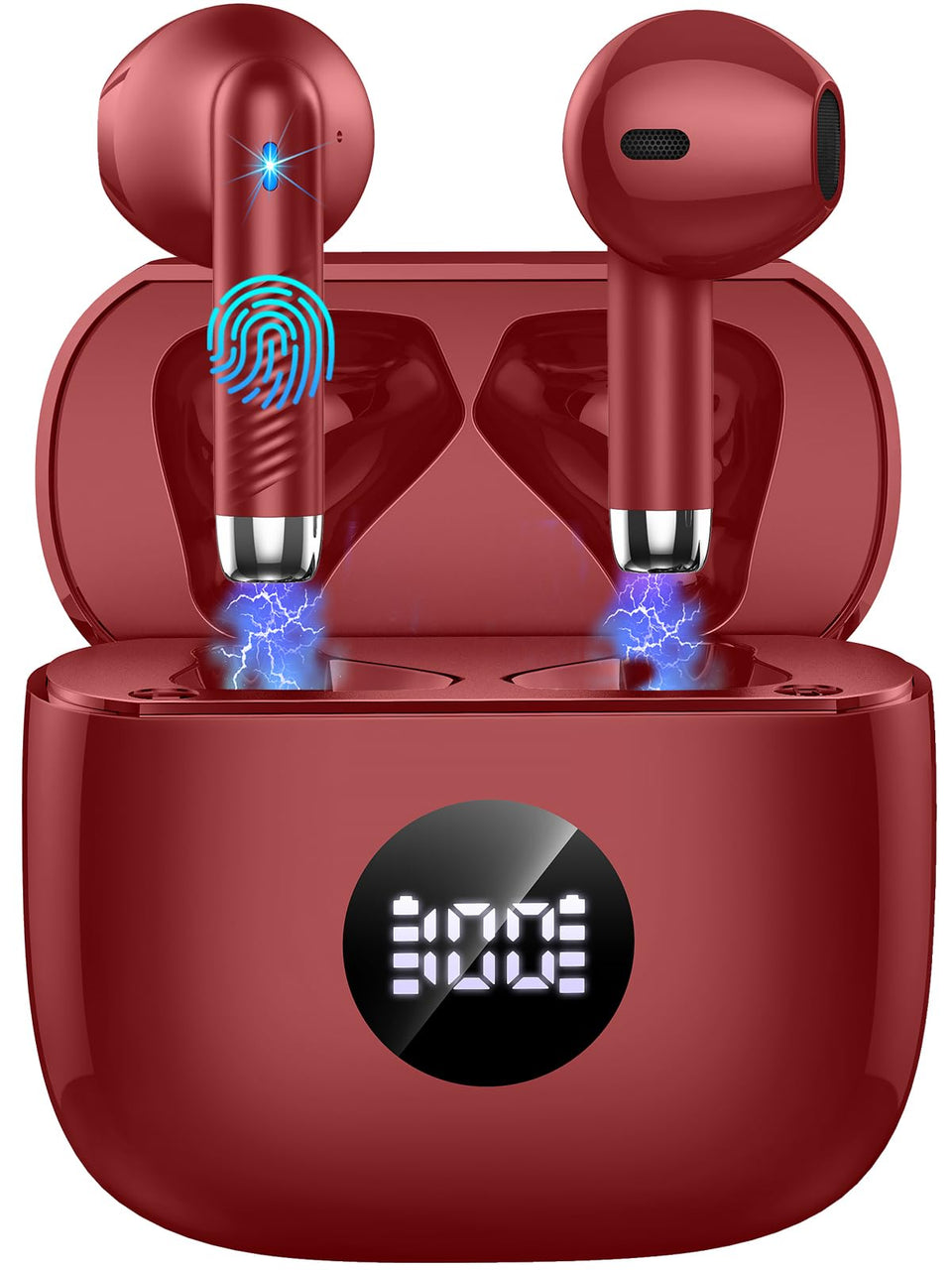 Jxrev front packaging showing earbuds and case, highlighting compact portability