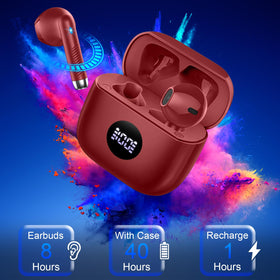 Jxrev earbud in-ear fit on model, offering lightweight all-day comfort