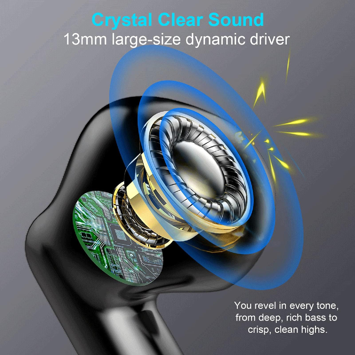Jxrev J51 13mm driver Hi-Fi sound for rich everyday listening.