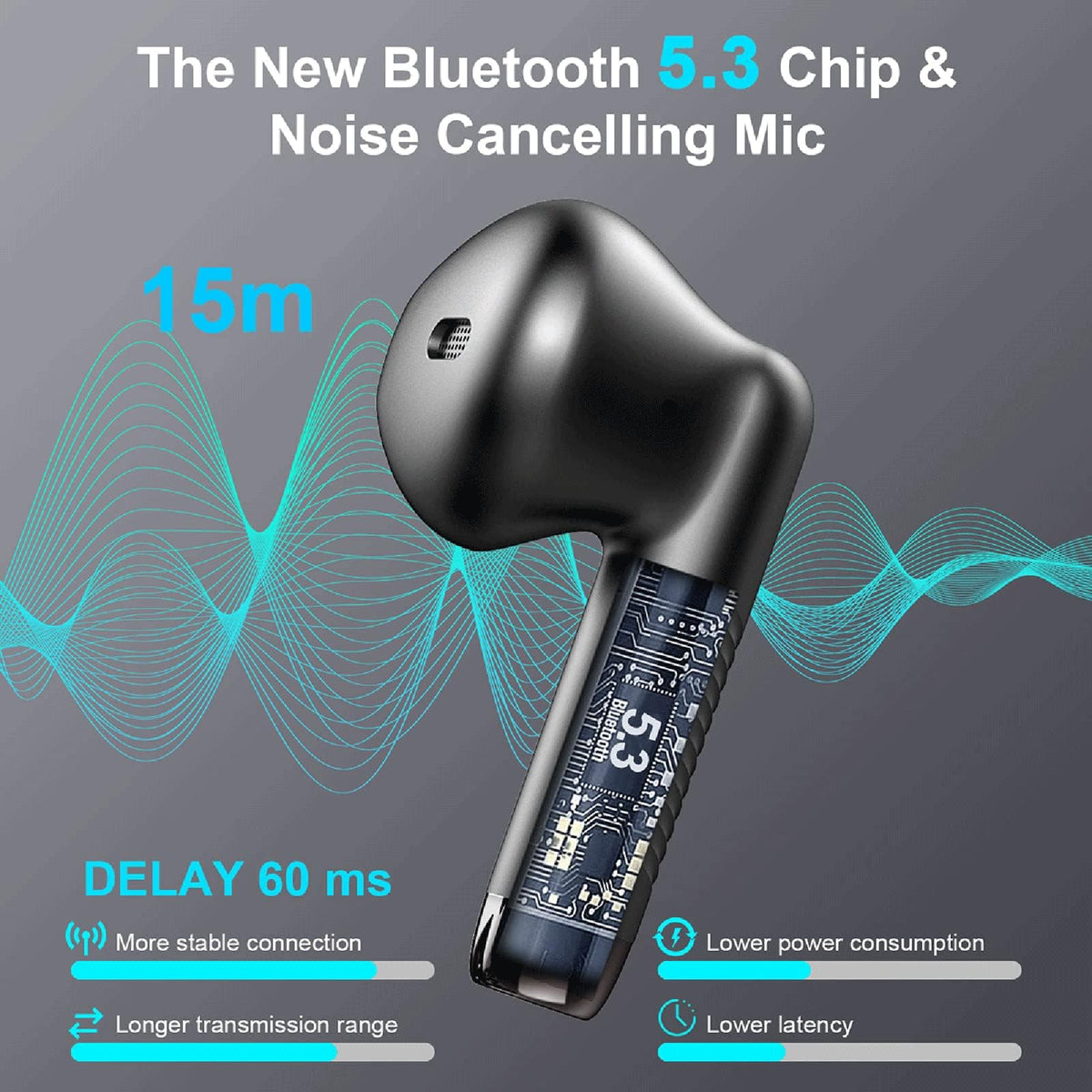 Jxrev J51 charging case compact size keeps earbuds ready on the go.